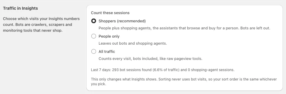 The Traffic in Insights section in Settings