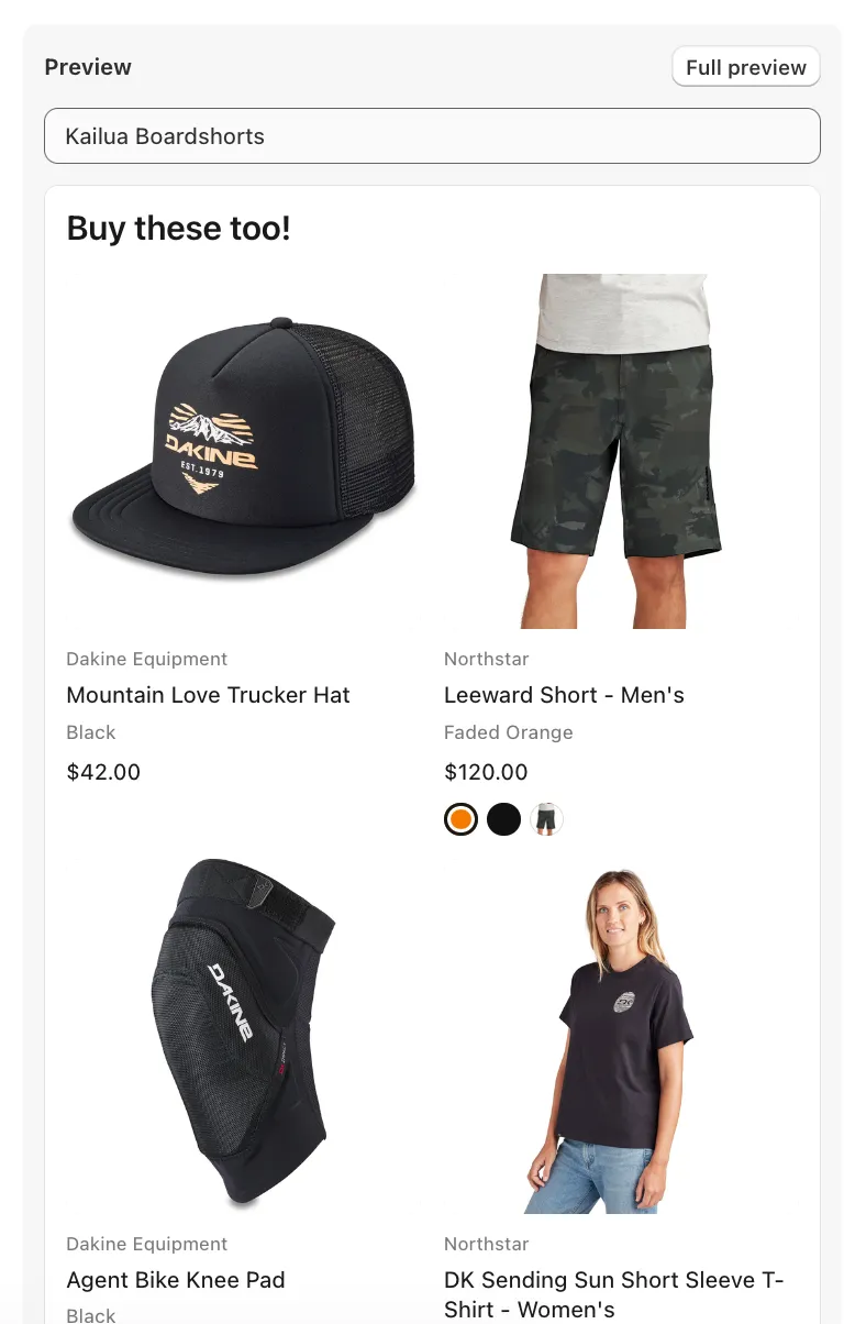 Placement preview with seed product picker